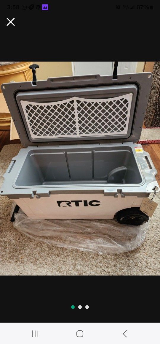 Rtic Ultra-light Wheel Cooler White & Gray 72 Qt