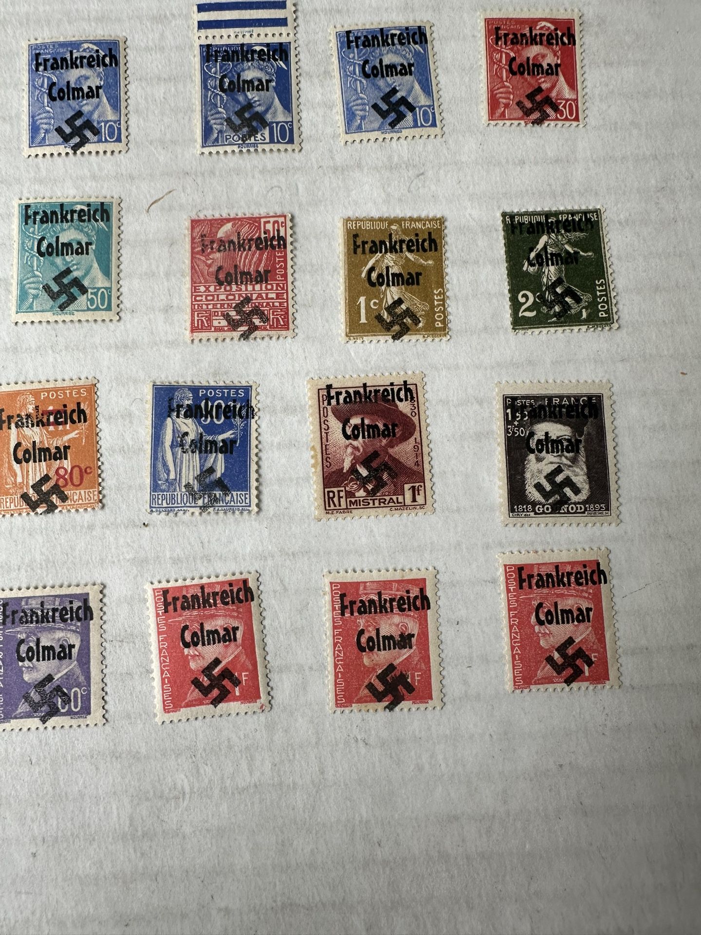 German France Overprint Collection Of 32 Colmar Stamps Unused