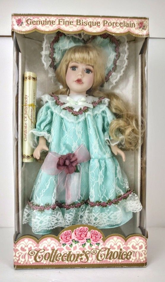 Vintage Collector's Choice Porcelain Doll by DanDee 16in w/Stand (Sealed)
