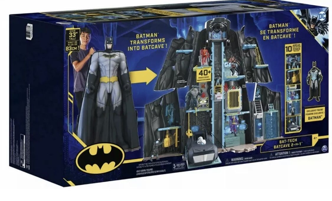 new dc comics batman bat-tech batcave playset w/ exclusive 4" batman figure
