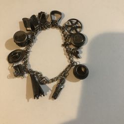 intage Charm Bracelet  Silver  with 12Charms