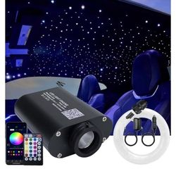 16W Sound Activate Starlight Headliner Kit 300pcs 0.03in 6.5ft, Fiber Optic Starlight Light Music Mode Remote APP Control Car Use Home Star Ceiling 