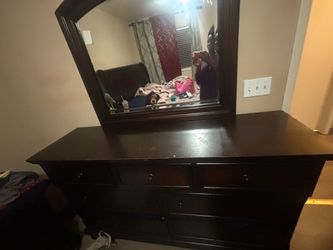 Dark Wood Dresser with Mirror