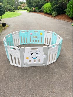 14 panel foldable baby playpen with gate