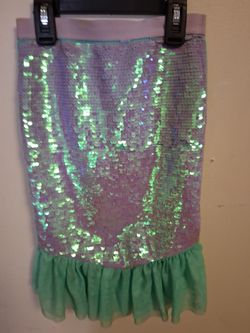 Iridescent Sequin Skirt with Ruffle Hem