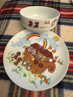 Noah's Ark Ceramic Plate and Bowl Set by Roberta, George Good, Japan