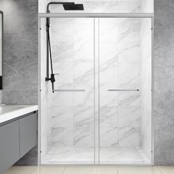 Shower Door Double Sliding Glass Shower Door 44-48 in W. x 72 in. H, 1/4 inch Clear SGCC Tempered Gl