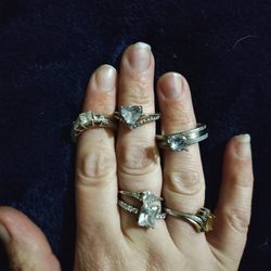 Sterling Silver Rings. One Engagement Ring With Band Just Not Pictured It's Being Cleaned 