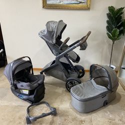 2022 Nuna Demi Next Stroller with car seat and bassinet 