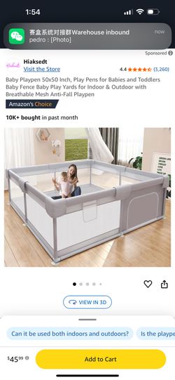 Baby Playpen 50” X 50” Black