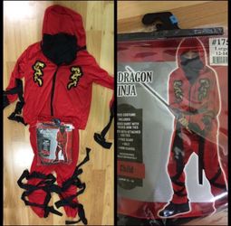 Red Ninja Halloween dress for kids 10-12 size