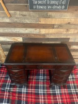 Solid Wood Leather Top Desk