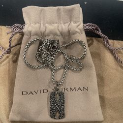 David Yurman Armory Tag With Black Diamonds Nds