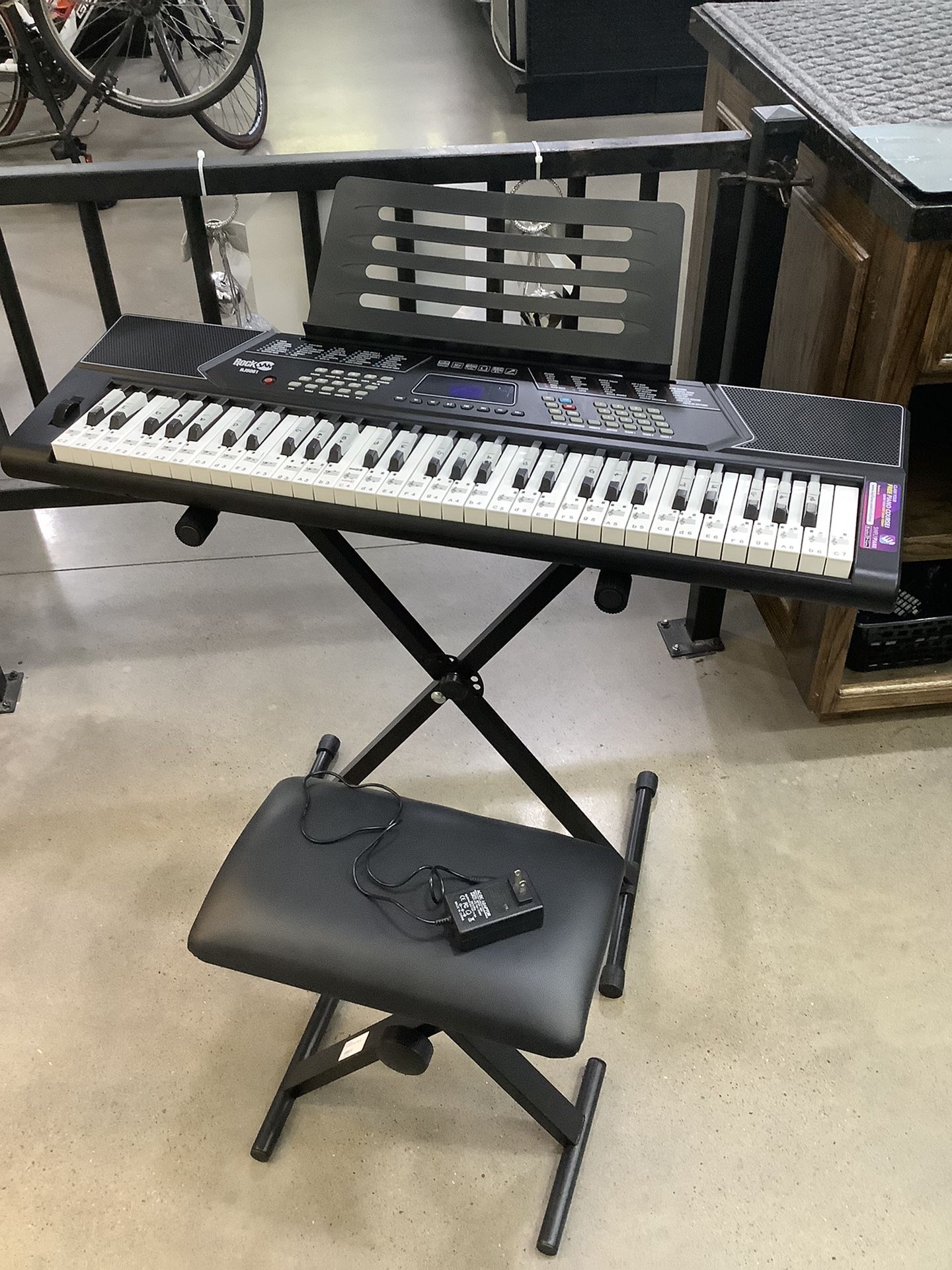 Rock Jam RJ5061 Keyboard With Stand, Seat And Power Cords for Sale in