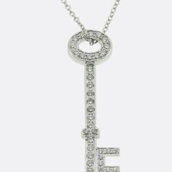 Tiffany & Co. Diamond Key Pendant Necklace