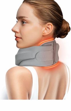 Heated Neck Brace Cervical Collar - Neck Support Brace with Heating Pad, Soft Foam Wraps Keep Vertebrae Stable and Aligned for Relief of Cervical Spin