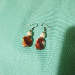 Vintage Stone Hand Made Dangle Earrings