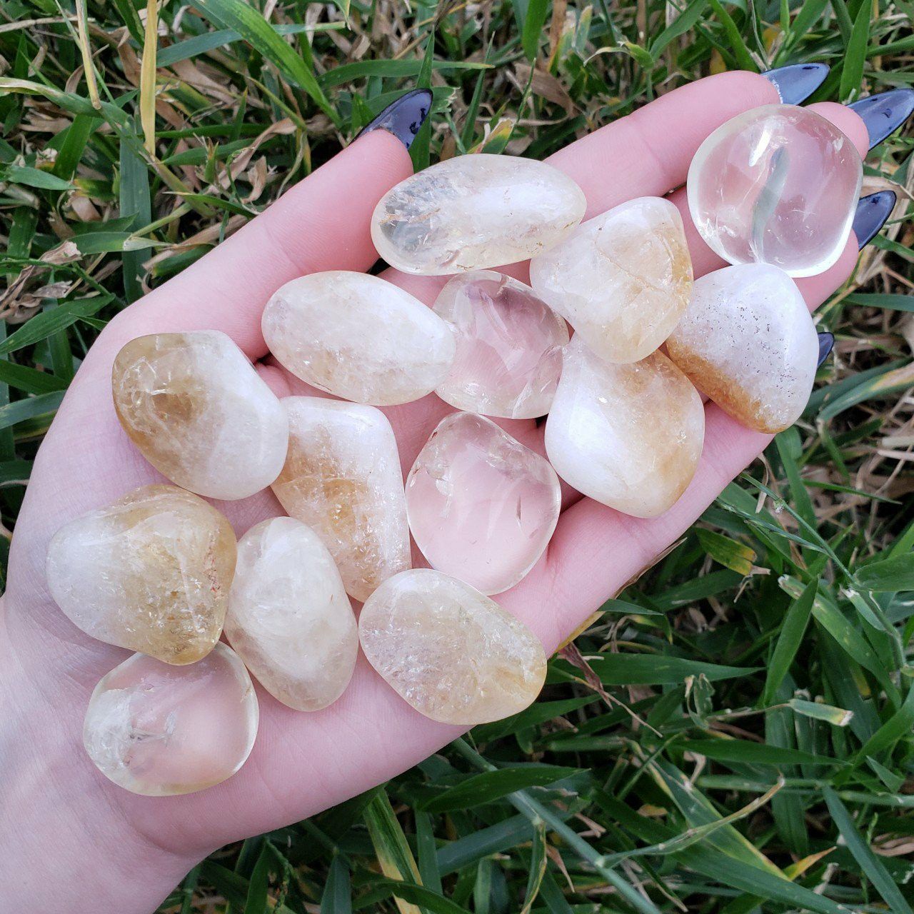 2 piece tumbled polished Citrine healing crystal stone set