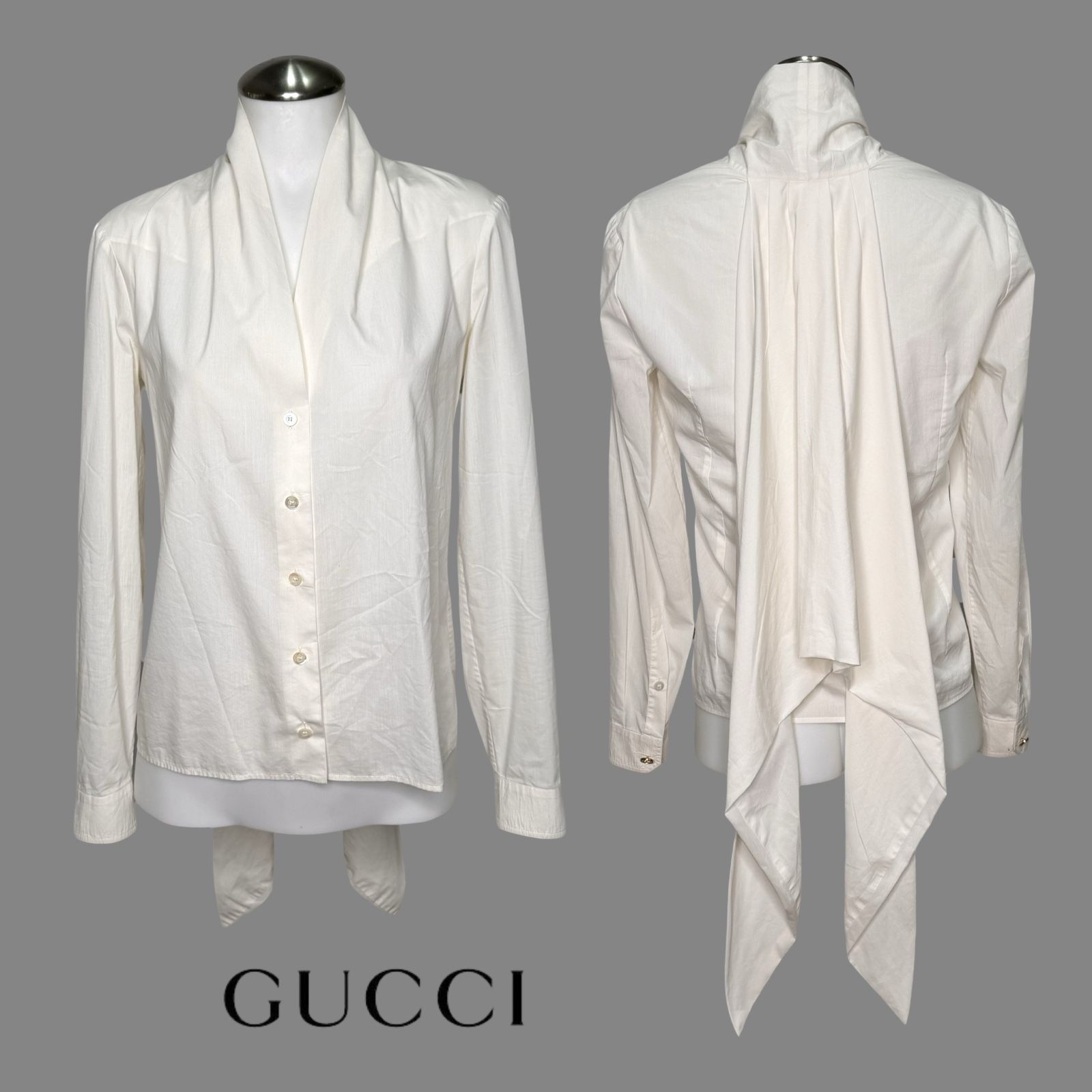 GUCCI Women’s Blouse Top Ivory Size 40 IT 4US Small