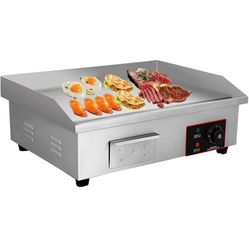 Commercial Electric Griddle Stainless Steel Full Flat Hotplate BBQ Hotplate, Large Griddle Hot Cooking Plate with Temperature Control, Efficien@Y4-738