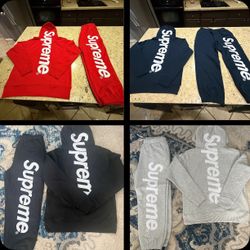 Supreme Satin Appliqué Hoodie and Sweatpants Set