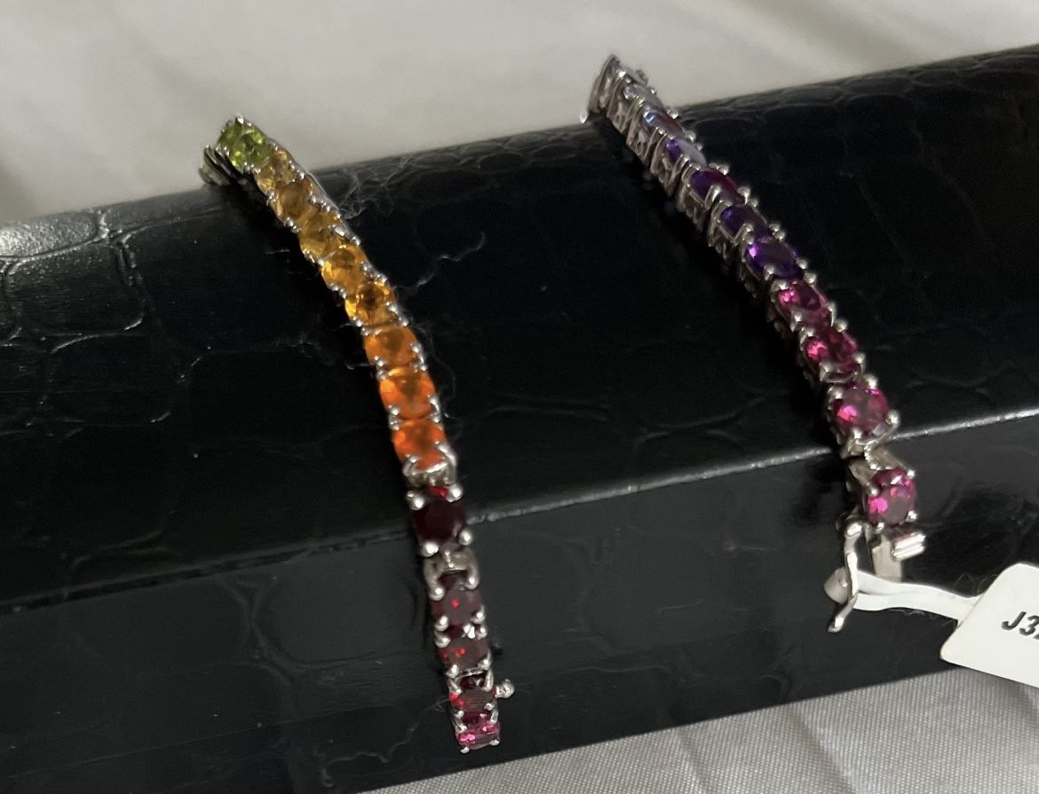 🍀NEW 925 Sterling Silver Genuine Multicolor Stones SALE $98 🎈