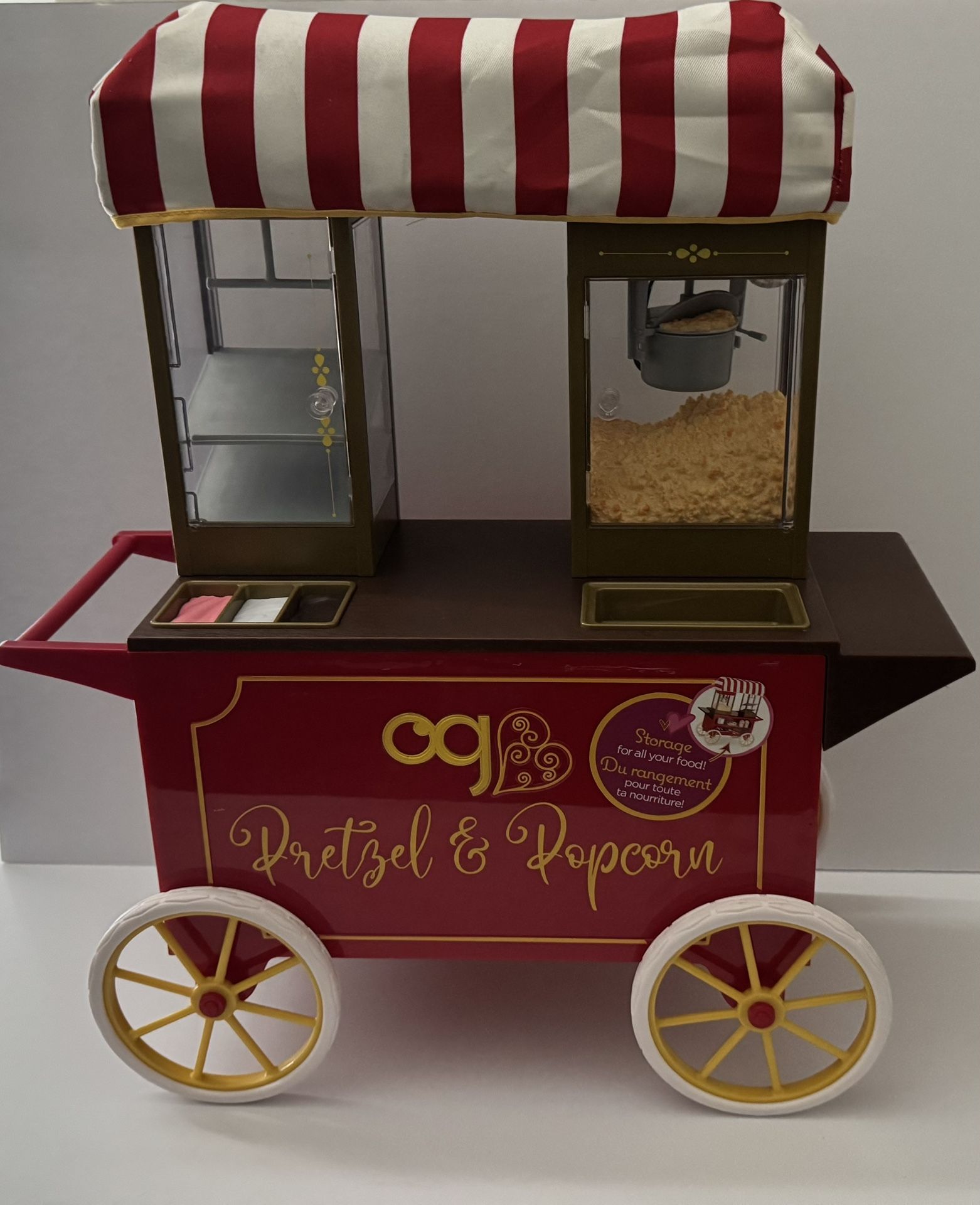  Our Generation Retro Pretzel & Popcorn Play Food Stand for 18" Dolls - Poppi