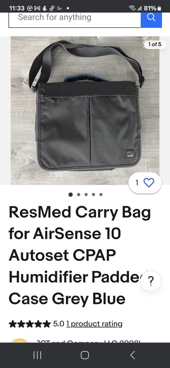NEW RESMED CARRIER, FOR AIRSENSE 10 CPAP OR HUMIDIFIER BAG.