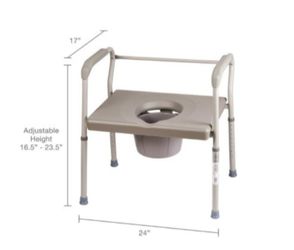 Mabis Commode Chair, Fixed Arms Steel Frame without Backrest 