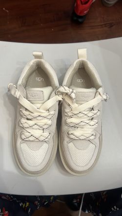UGG Women Low Top Lace-Up Athletic Sneakers Beige Breathable Mesh Rubber Sole
