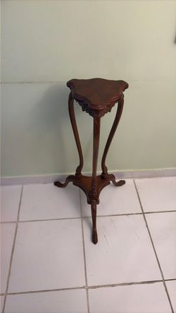 Antique Victorian Brown Carved Wood Accent Table