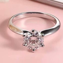 1CT Diamond Moissanite Ring S925 Sz 6 