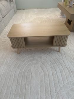 Light Wood Coffee Table with Storage Shelf