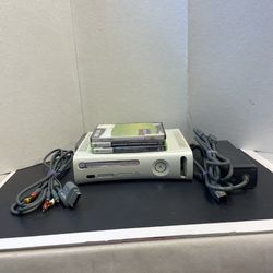 Original White XBox 360 Console Bundle Games Naruto Skate No Controller - Tested