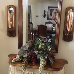 Designer Entry Console, Mirror And Sconce Set
