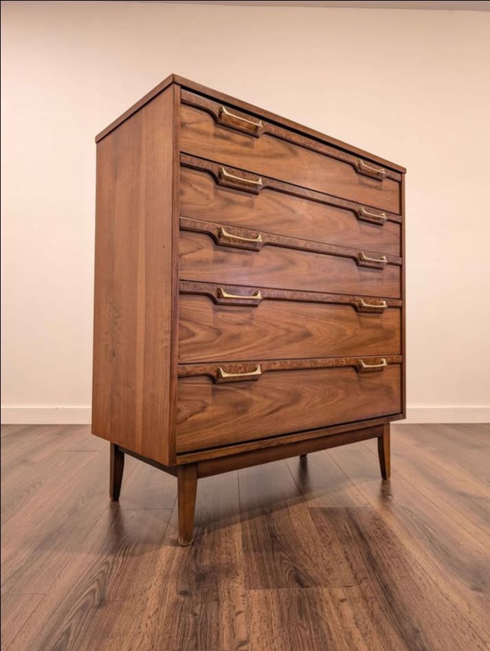 MCM American Walnut Highboy Dresser by Broyhill Lenoir