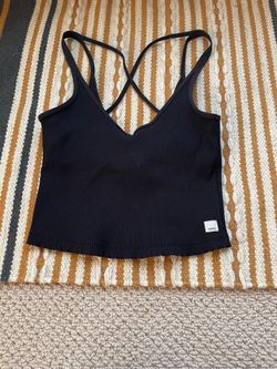 Vuori Ribbed Black Spaghetti Top Shirt M