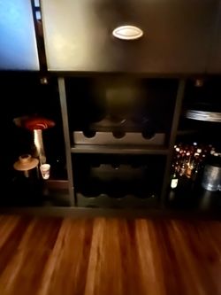 Black Wood Bar Cabinet with Wine Rack