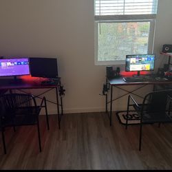 2 Desk With Lights And Cup Holders 