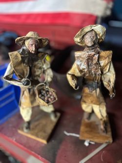 Pair of Folk Art Farmer Figurines