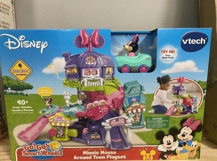 VTech Go! Go! Smart Wheels - Disney Minnie Mouse Around Town Playset Pink Toy Set Fun Game Kids Girl Boys Child Gift
