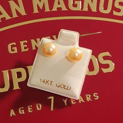 Vintage 14k 14 Karat Gold Pale Yellow Pearl Earrings