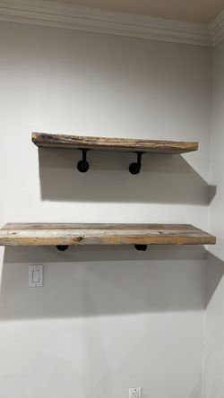 Wall shelf vintage metal pipe Red Wood