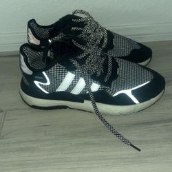 ADIDAS Nite Jogger Black White Check Running Sneakers Men Sz 11
