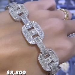 14k 15mm 10.9ct Diamond Baguette Bracelet