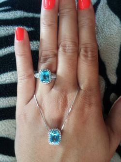 Blue Topaz w/real Diamond set 10k