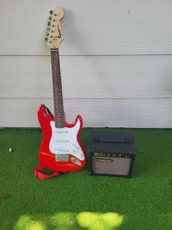 Fender Squire mini an Yahama amp