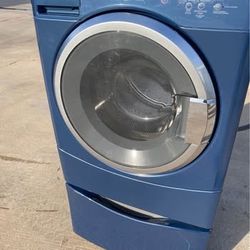 Blue Color Front Load Maytag Washer With Pedestal Include