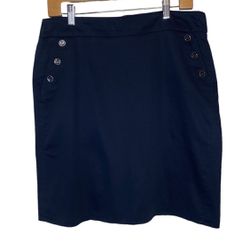 Sandro Navy Blue Skirt, Button Detail, Size 12