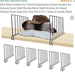 6PCS Shelf dividers for Closet Organization,Closet dividers for Shelves,Closet Shelf Divider,Metal Shelf dividers for Wood Shelves,Closet Separator Si